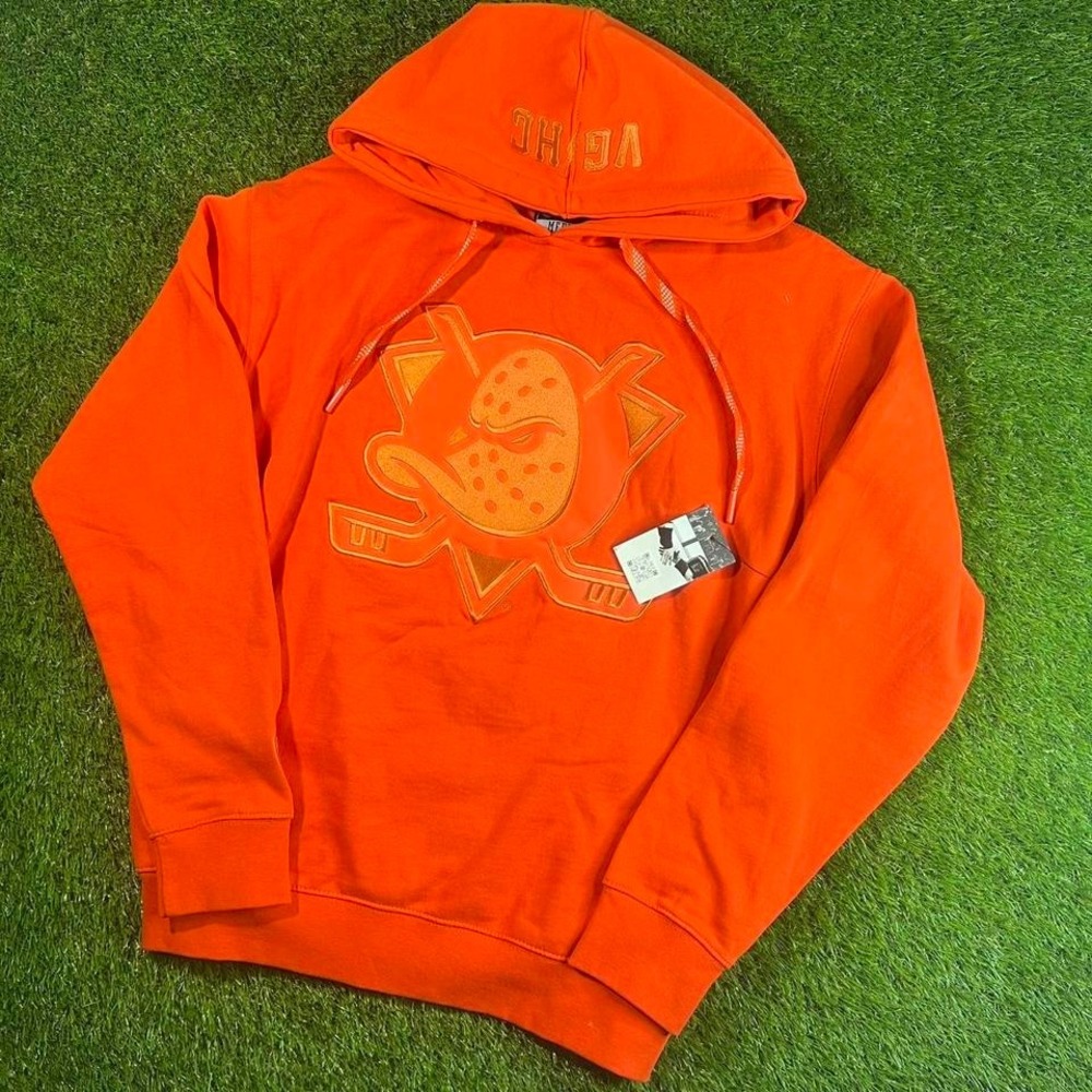 Violent Gentlemen Anaheim Ducks Orange Pullover Hoodie Oversized Medium NHL